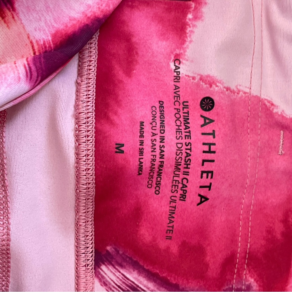 Athleta Pink and White Capri Leggings - Picture 4 of 4
